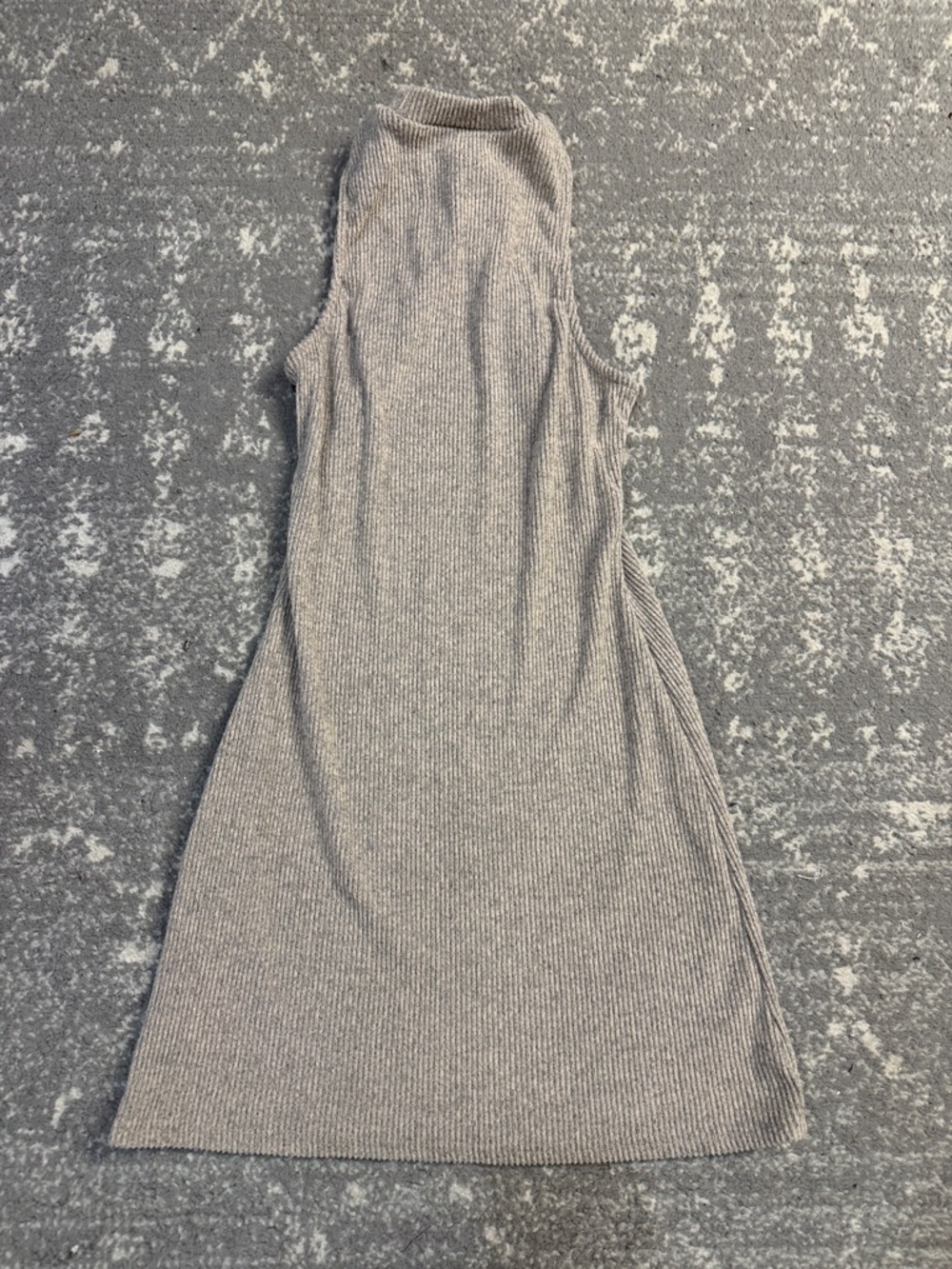 Sleeveless Ribbed Midi Dress with Front Ring Detail in Heather Gray - Picture 4 of 4